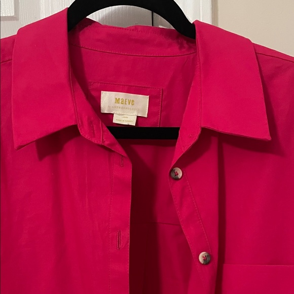 NWOT Maeve by anthropologie Vibrant Pink Button-Up Dress size XL - Picture 4 of 11